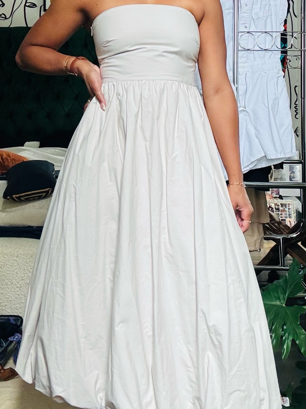 Zara Strapless Lite Grey Maxi Dress - Picture 1 of 4